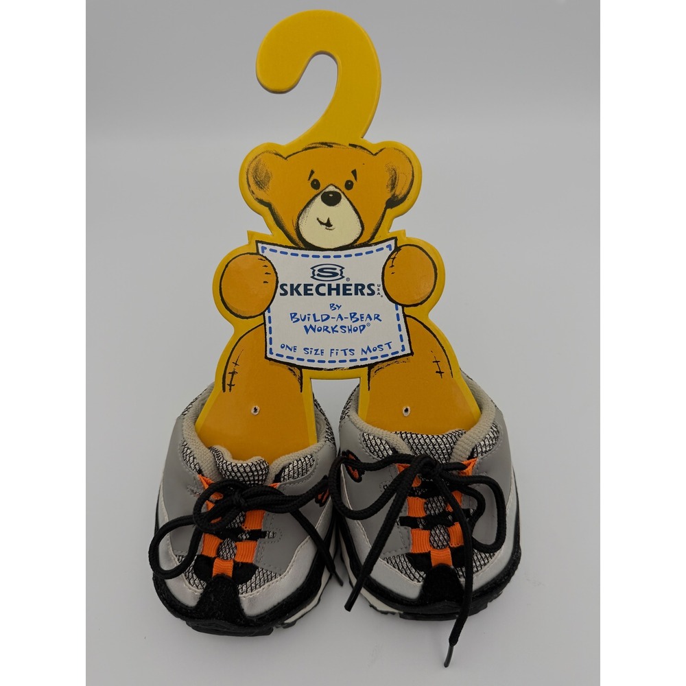 Skechers Build-A-Bear Workshop Plush Doll Shoes Grey Orange Sneakers 004909 NWT